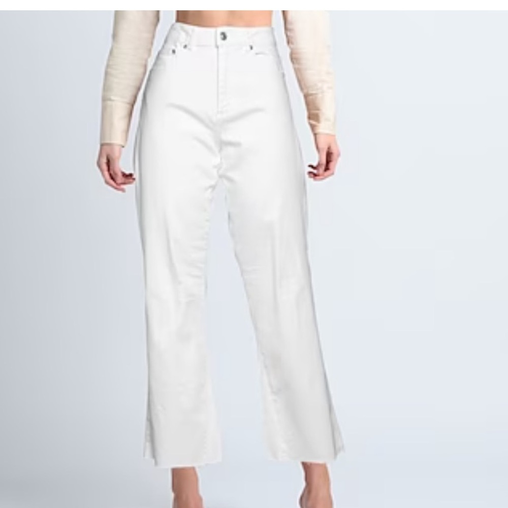 Maje White Denim Jeans high waist wide leg Sz 10 - Picture 2 of 10